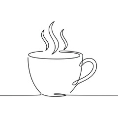 Continuous Line Art Coffee Cup