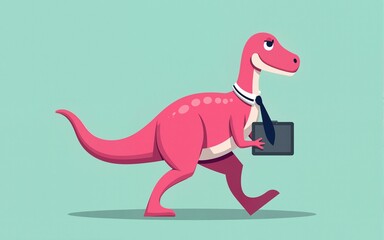 A pink dinosaur breaks the fashion norms in an office setting trends with business chic in a minimal tale of style minimalist. High quality