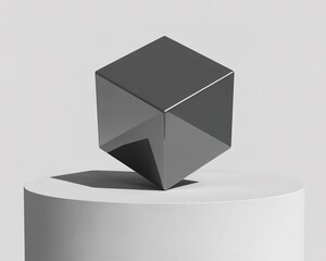 Geometric Octahedron Shape on White Pedestal render