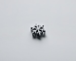 Single Gray Snowflake Ornament On White Surface With Shadow winter cold