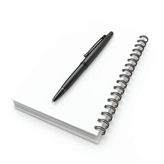 Spiral Notebook with Pen Isolated on White Background