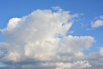 Majestic Cumulus Clouds Against a Clear Blue Sky