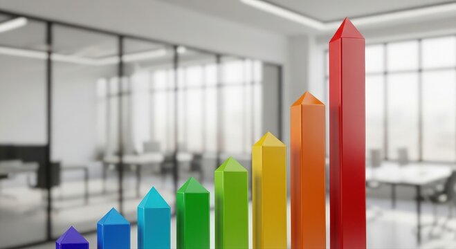 dynamic and colorful pillars highlighting collaborative environment and professional presentation ambiance