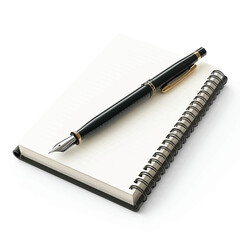 Spiral Notebook with Pen Isolated on White Background