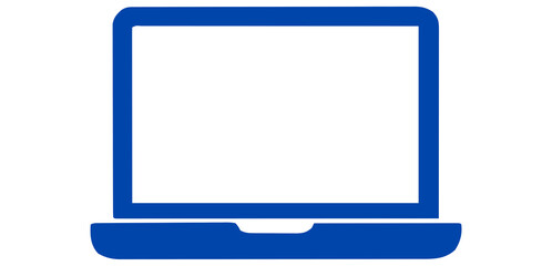 Blue Laptop Computer Icon - Modern Digital Technology, Online Connectivity, and Remote Work Symbol