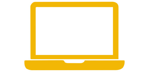 Modern Yellow Laptop Icon. Flat Design Digital Technology Symbol for Web, Apps, and Business Concepts