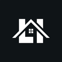 Real Estate Logo Design with Letter H and Roof