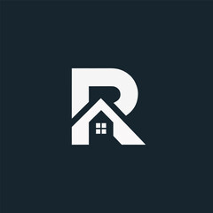 Real Estate Logo Concept with Letter R and House Shape
