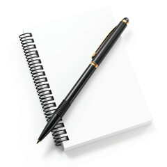 Spiral Notebook with Pen Isolated on White Background