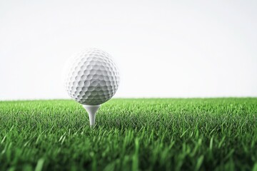 Obraz premium White golf ball on tee in green grass (3)