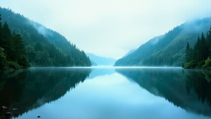 Scene based presentation of ink wash lake scenery art