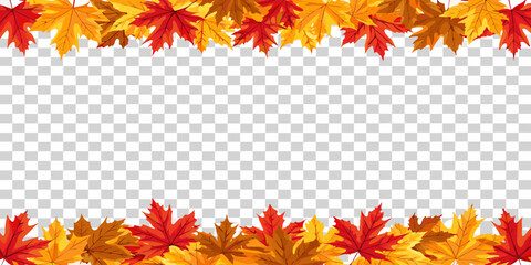 Obraz premium Autumn maple leaf border frame on transparent background for seasonal designs