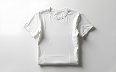 Minimalist folded t-shirt: Clean and modern visual of a neatly folded t-shirt, illuminated with natural light and gentle shadows, emphasizing the simplicity and elegance of everyday wear.