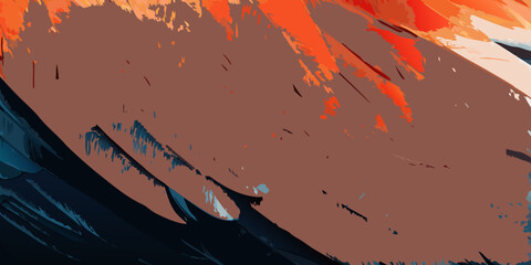 Abstract illustration with warm and cool tones featuring brushstroke texture
