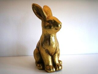 Golden rabbit figurine decorating Easter celebration
