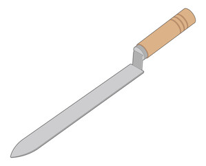Honeycomb Uncapping Knife. Vector illustration of an isolated beekeeper's tool on a white background, showcasing a specialized knife used for beekeeping tasks.