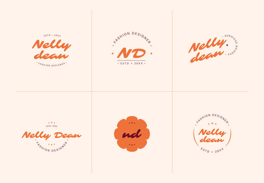 Modern Fashion Designer Logo Set &ndash; Elegant Script Badge Collection for Branding
