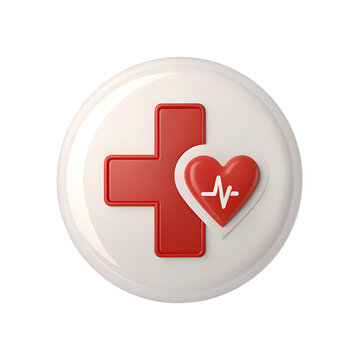 Red heart with cross icon on transparent background
