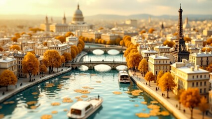 Fototapeta premium Scene based Presentation of Ink Paris Miniature Art