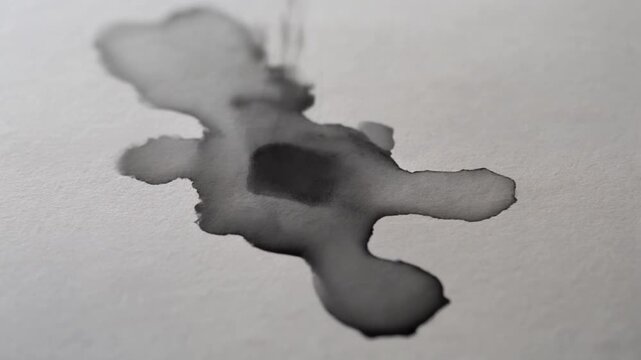  A single drop of Sumi ink falling on wet Japanese paper