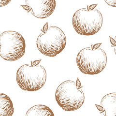 Seamless apple vector pattern. Wallpaper. Wrapping paper. Vegan food. Cooking illustration