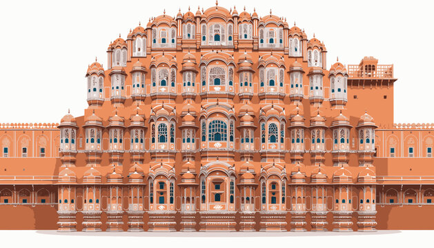 The Hawa Mahal, a stunning palace in Jaipur, India, known for its intricate facade and honeycomb design.