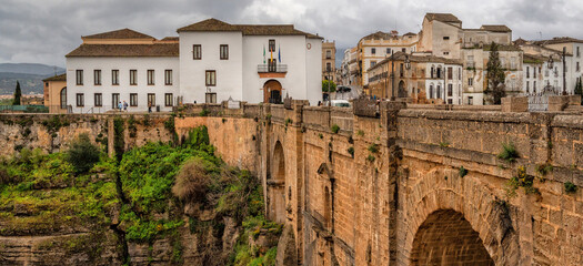 Ronda, Spain. Mirador del Puente Nuevo. Historic town of Andalusia. Travel and tourism beautiful...