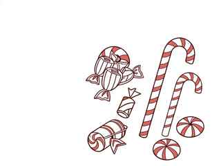 Cute Candy Cane Line Icon for Christmas and Holiday Designs