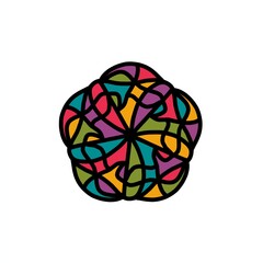 Abstract Colorful Interwoven Knot Mandala

