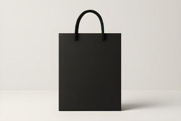 Sleek black gift bag mockup for sophisticated branding and luxury retail promotions, perfect for showcasing your logo or design elegantly on packaging