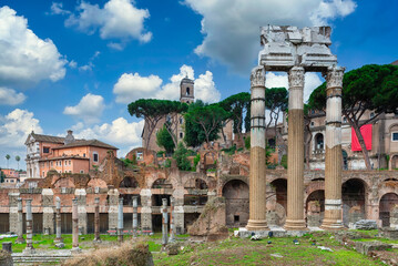 Forum of Caesar in Rome, Italy. Architecture and landmark of Rome. Antique Rome