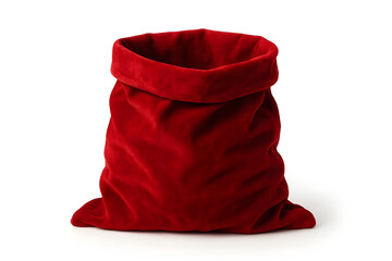 Classic red velvet Santa sack ready to be filled with holiday gifts and Christmas cheer, perfect for seasonal campaigns and festive designs
