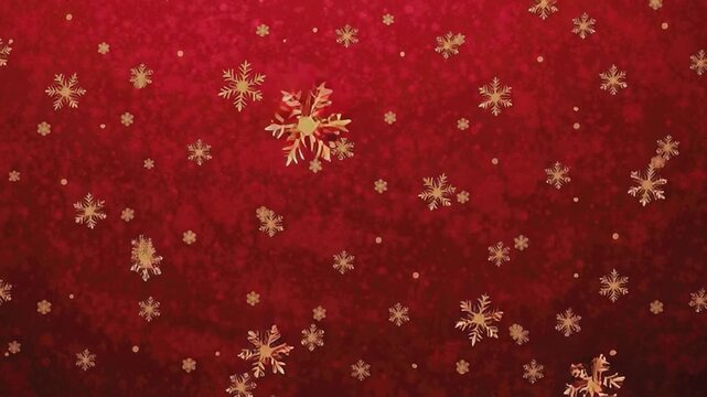 Golden snowflakes on Red: The elegant interplay of golden snowflakes on a rich red backdrop create a sense of festivity and delight, perfect for winter holiday imagery.