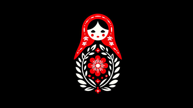 Vector logo of a matryoshka doll, on a black background
