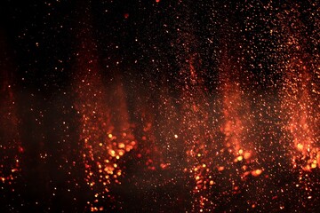 Explosive Cloud of Red Hot Sparks in a Fiery Chaos