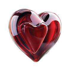 Glossy red heart symbol with smooth reflective surface, high-quality   isolated on a clean white background, 