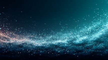 Sleek Dark Teal Gradient with Particle Effect, Large Blank Space for Branding, Slogan, and CTA in Futuristic Tech Style