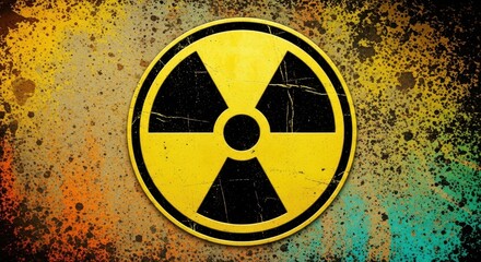 Radioactive symbol on grunge background, warning sign of radiation hazard
