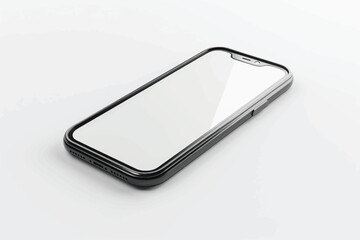 Modern smartphone with blank screen isolated on white background, sleek mobile device design, high-quality product mockup suitable for technology, app display, and advertising presentations.