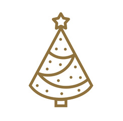 Christmas tree with star line icon. Holidays design element. PNG illustration on transparent background.