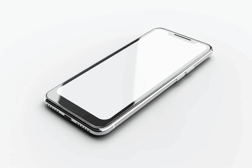 Modern smartphone with blank screen isolated on white background, sleek mobile device design, high-quality product mockup suitable for technology, app display, and advertising presentations.