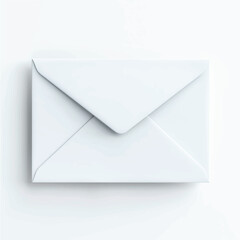 A Clean White Envelope Isolated on a Pure White Background with Soft Shadows and Simple Modern Styling.