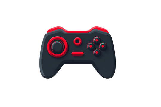 Gaming controller illustration for esports and video games with red accents on black background - Powered by Adobe