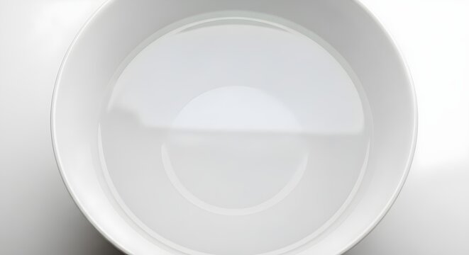 Clear water in white bowl abstract minimalist design close up