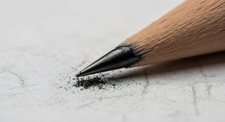 Close up of a pencil tip creating graphite marks on white paper