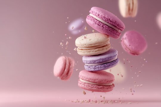 Gravity-Defying Tower of Colorful French Macarons