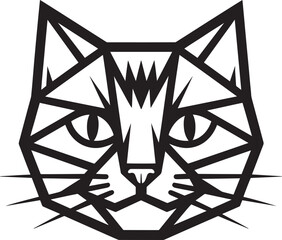 Geometric Cat Head Vector Illustration Polygon Style Animal Portrait Isolated on Transparent