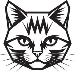 Geometric Cat Head Vector Illustration: Abstract Feline Portrait for Modern Design