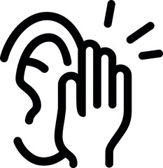 Expressive ear and hand communication icon symbolizing listening and human interaction - vector illustration