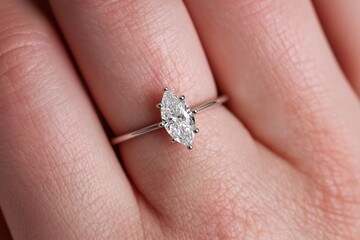 Classic Marquise-Cut Diamond Engagement Ring in Focus